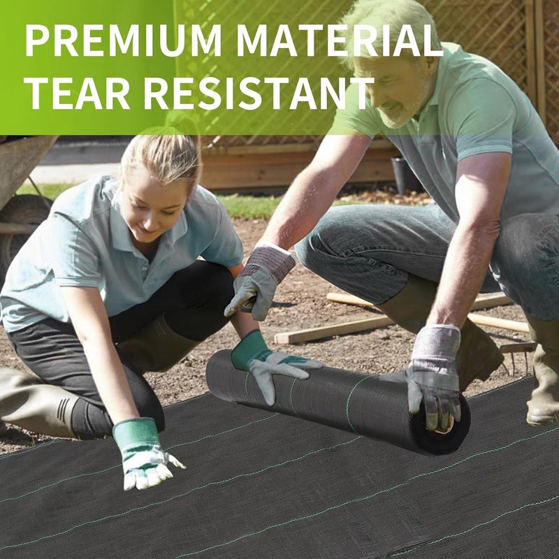 Dophenp 3x100ft 3.2OZ,Weed Barrier Landscape Fabric Heavy Duty, Woven Weed Control Fabric, High Permeability Good for Flower Bed, Geotextile Fabric Underlayment, Driveway (3.2ft*32ft) - Image 5